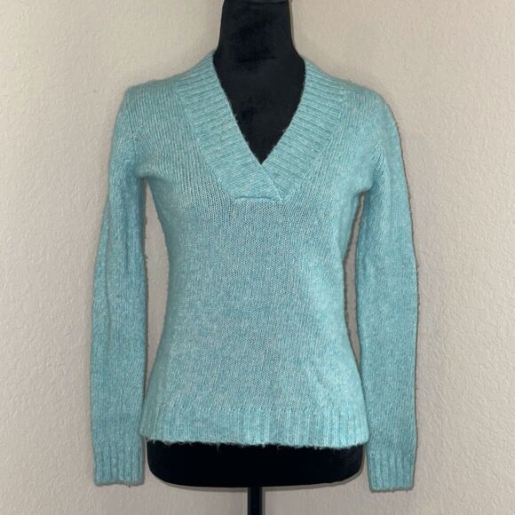 Vintage Y2K New York & Company Sweater Women's Small Blue Wool Knitted V Neck - Picture 1 of 6